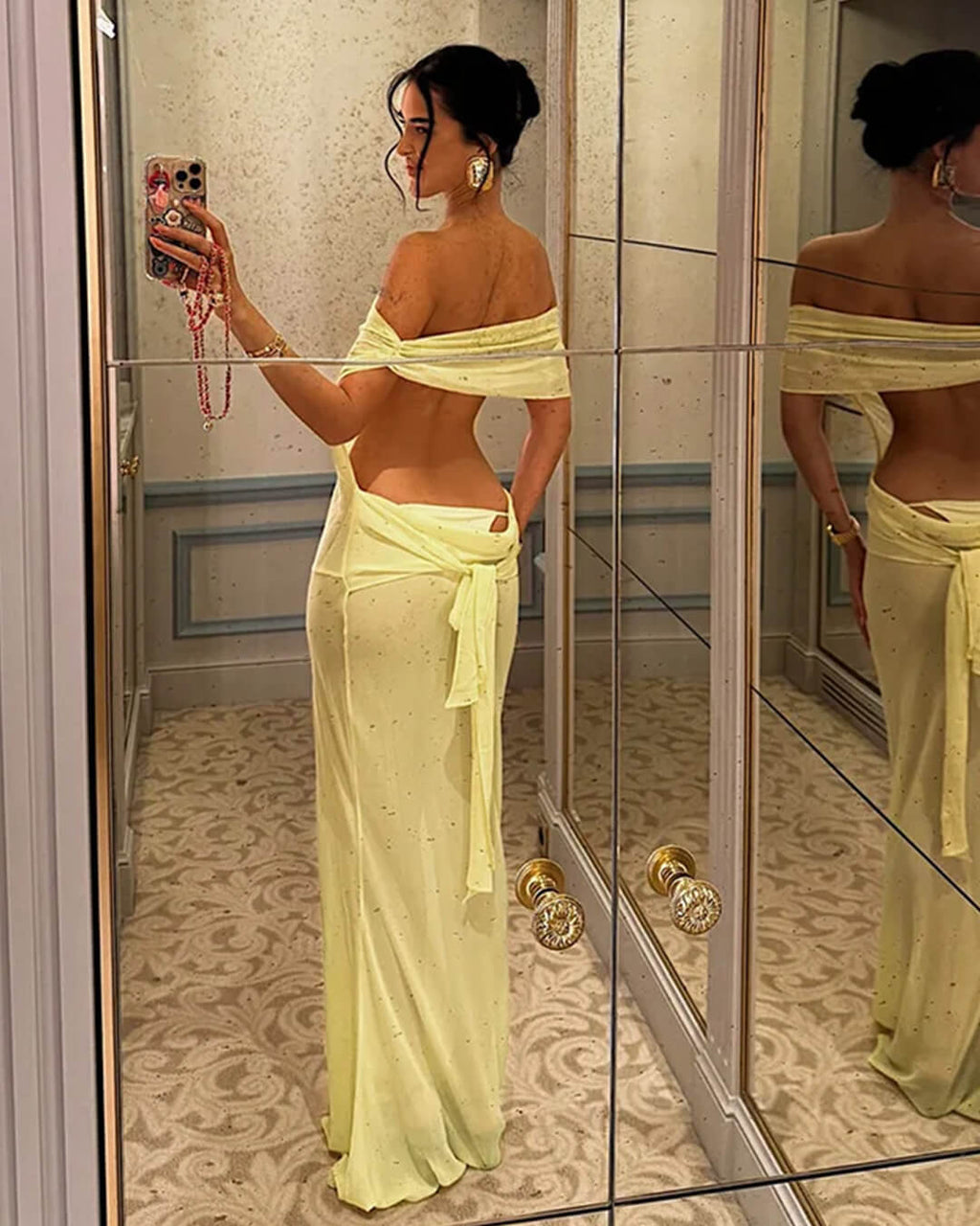 Leah Backless Mesh Maxi Dress