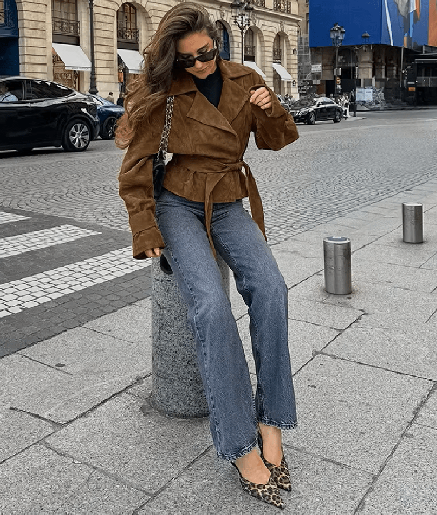 Ruth Faux Suede Belted Wrap Jacket