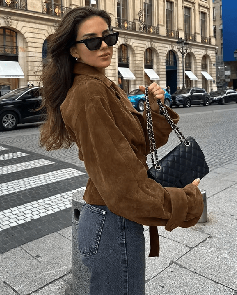 Ruth Faux Suede Belted Wrap Jacket