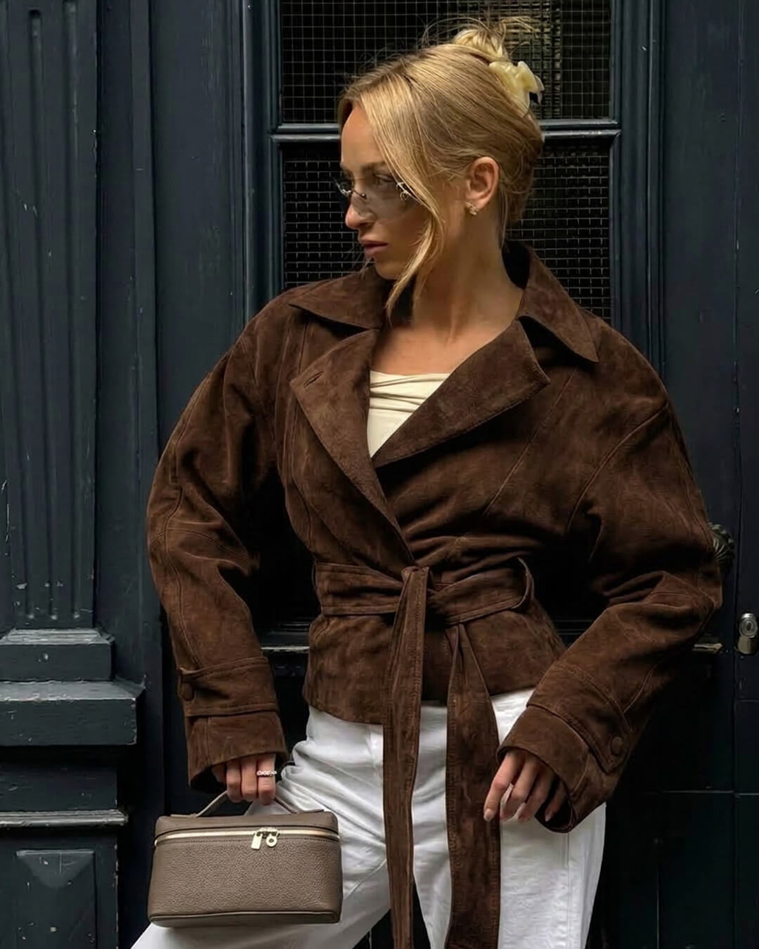 Ruth Faux Suede Belted Wrap Jacket