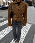 Ruth Faux Suede Belted Wrap Jacket