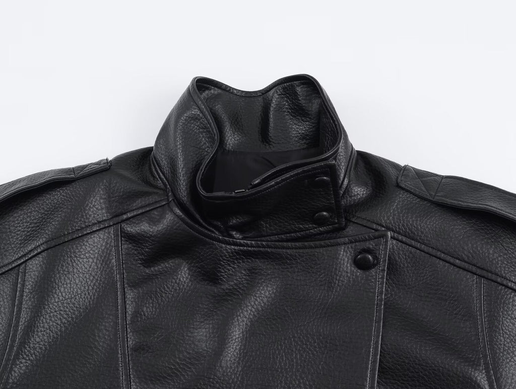 Carla Asymmetrical Vegan Leather Jacket
