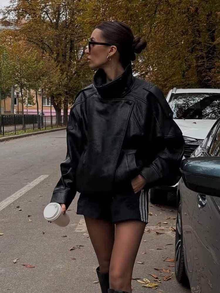 Carla Asymmetrical Vegan Leather Jacket