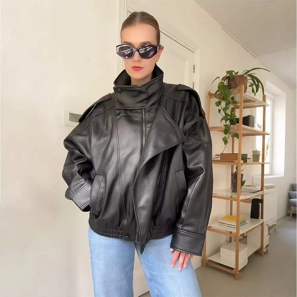 Carla Asymmetrical Vegan Leather Jacket