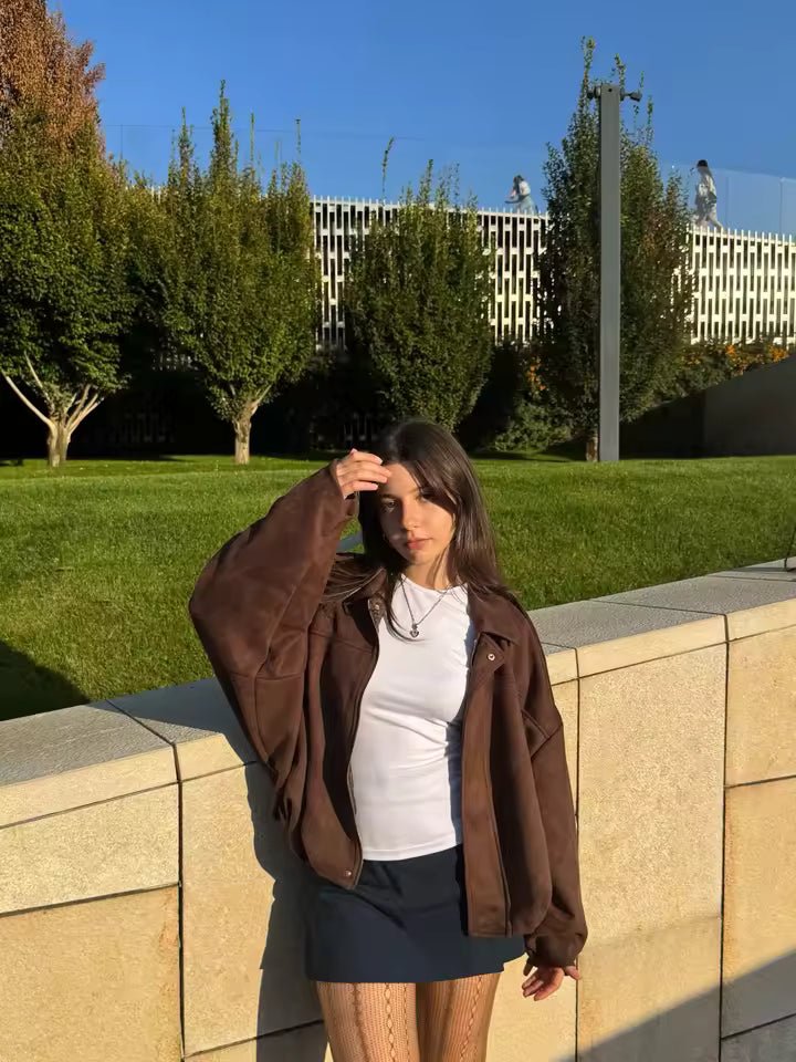 Katherine Faux Suede Bomber Jacket