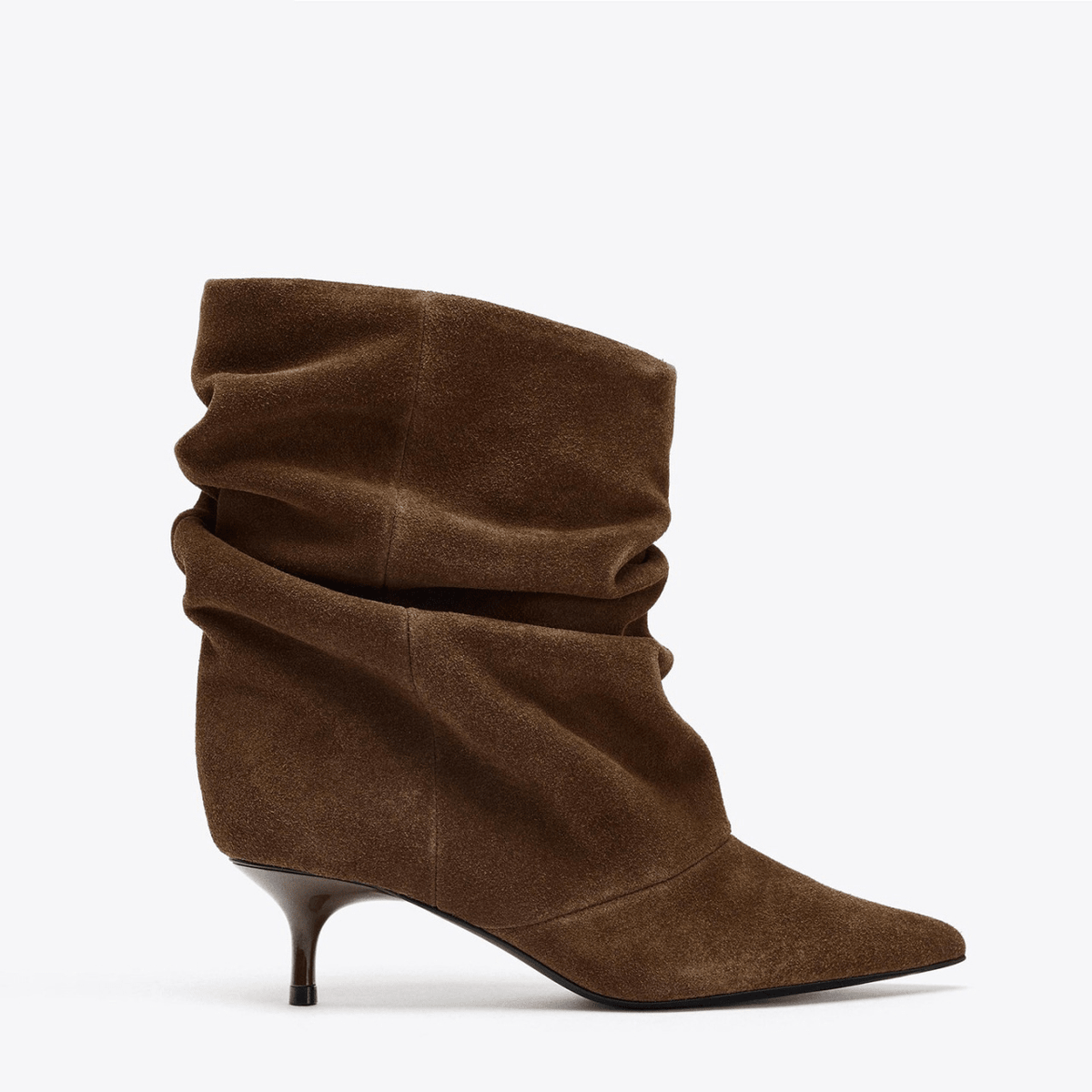 Amanda Faux Suede Ruched Ankle Boots