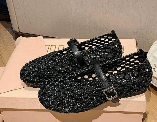 Bianca Woven Hollow Flat Sandals