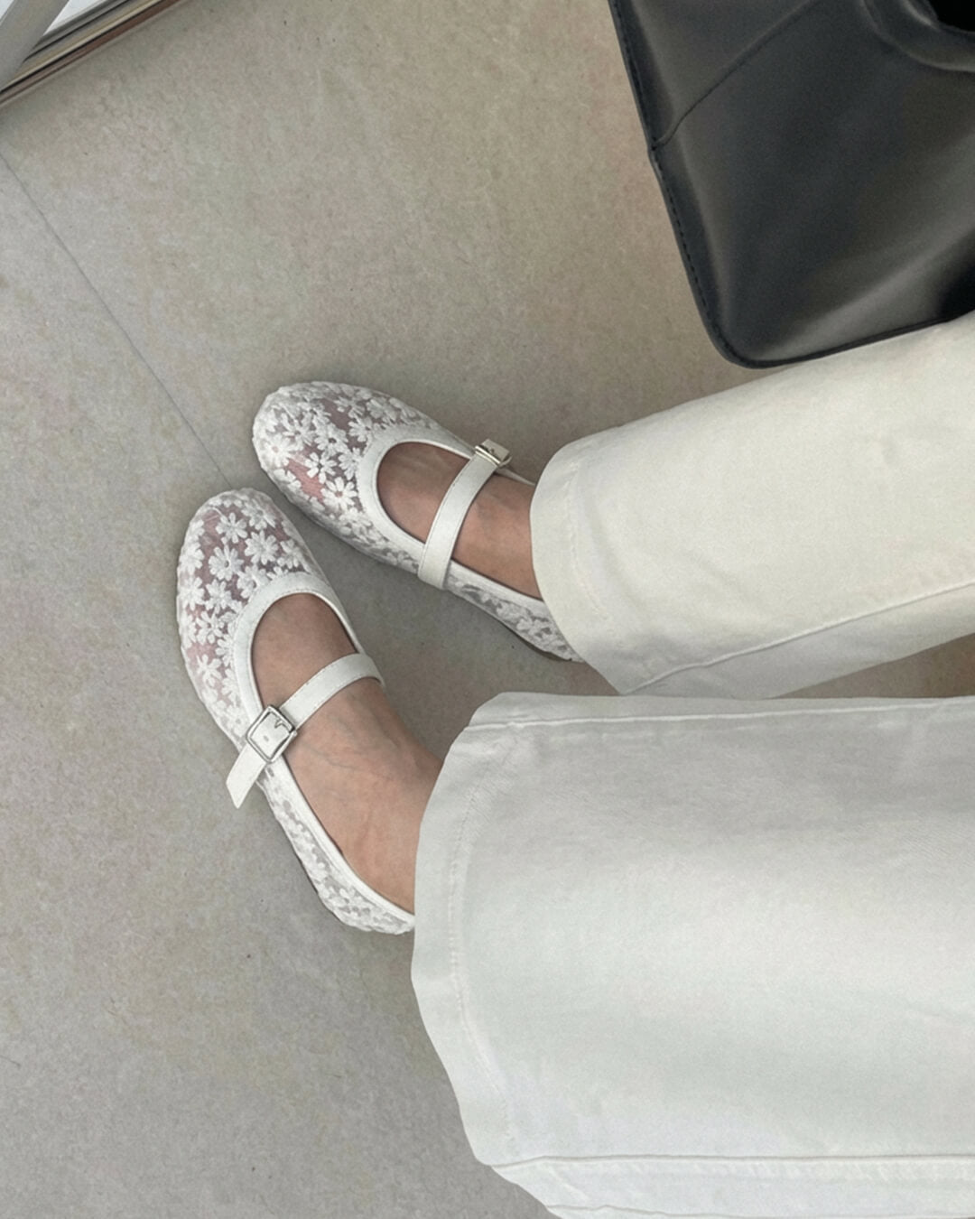 Helen Mesh Mary Jane Ballet Flats