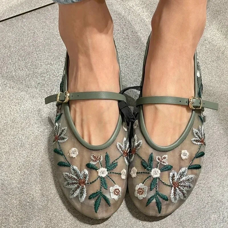 Leah Embroidered Ballet Flats