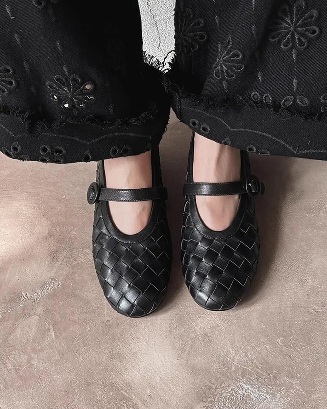 Lisbeth Woven Vegan Leather Flat Shoes