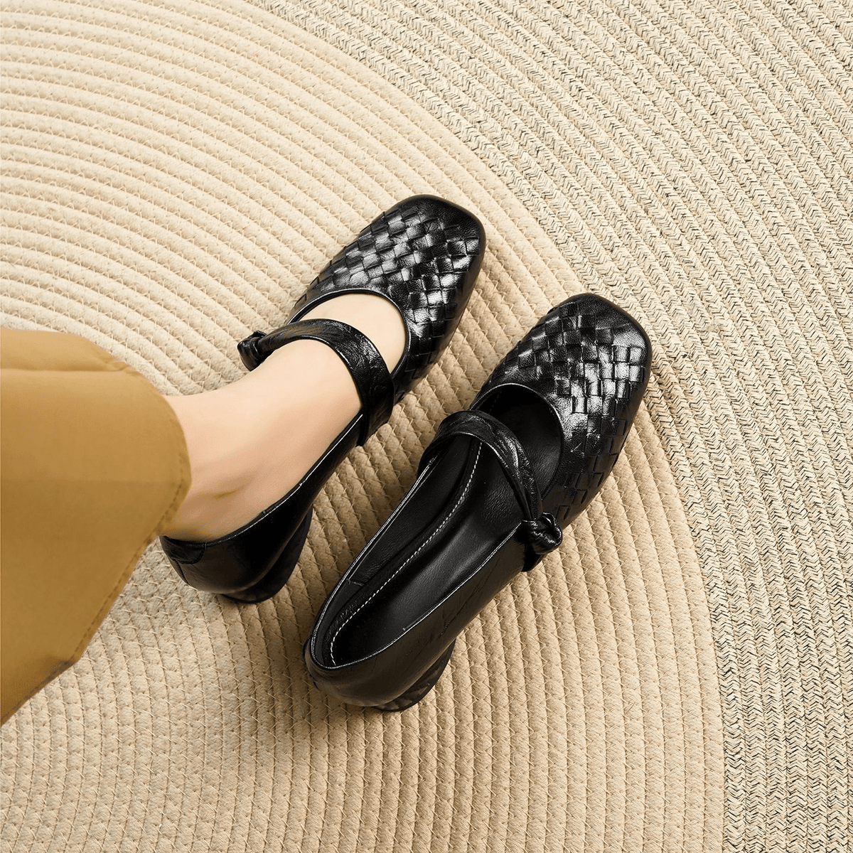 Lisbeth Woven Vegan Leather Flat Shoes