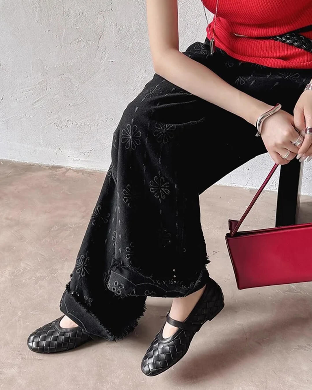 Lisbeth Woven Vegan Leather Flat Shoes
