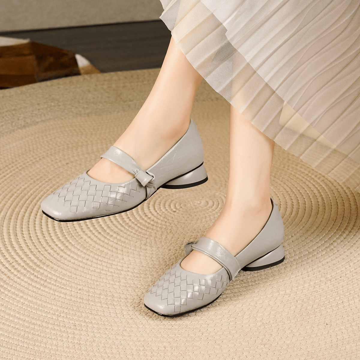 Lisbeth Woven Vegan Leather Flat Shoes