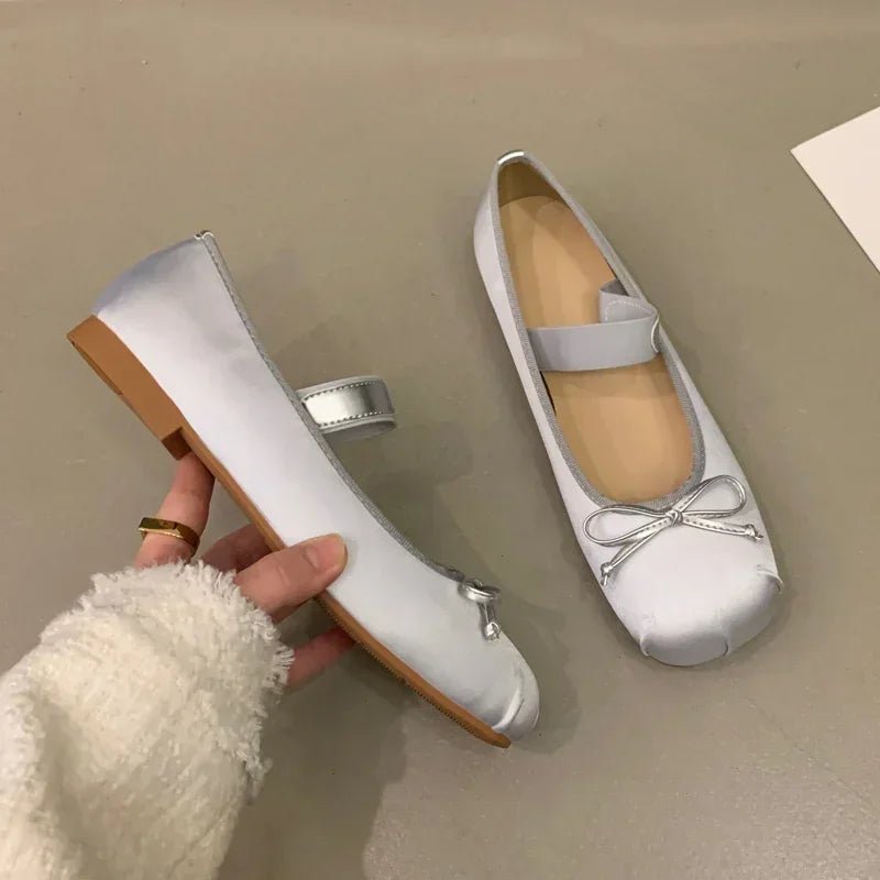 Pamela Bowtie Satin Ballet Flats