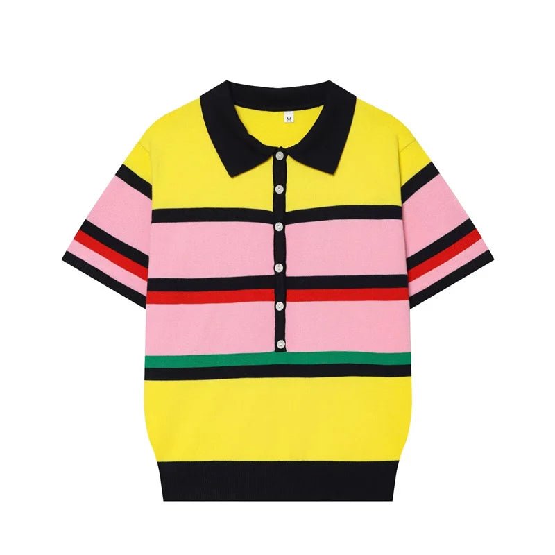 Claudia Colorblock Polo Knit Top