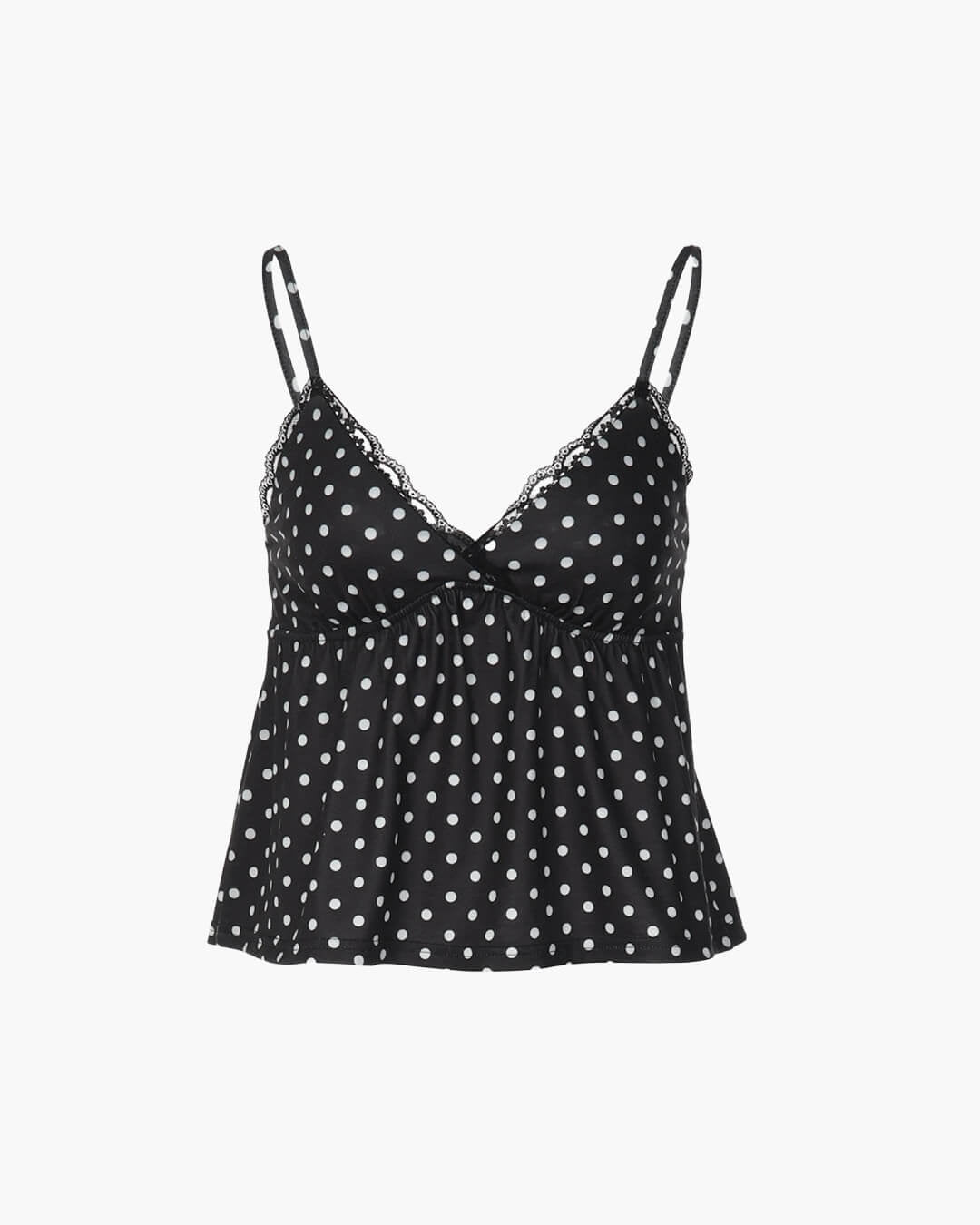 Audrey Dot Print Lace Trim Camisole