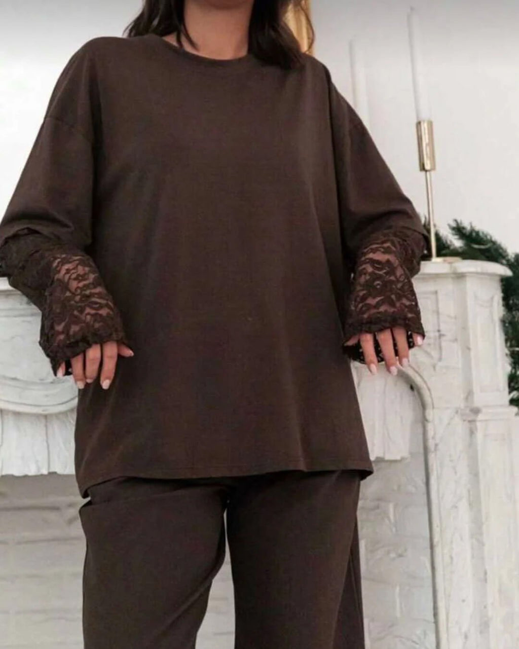 Adaora Lace Splice Long Sleeve Tee