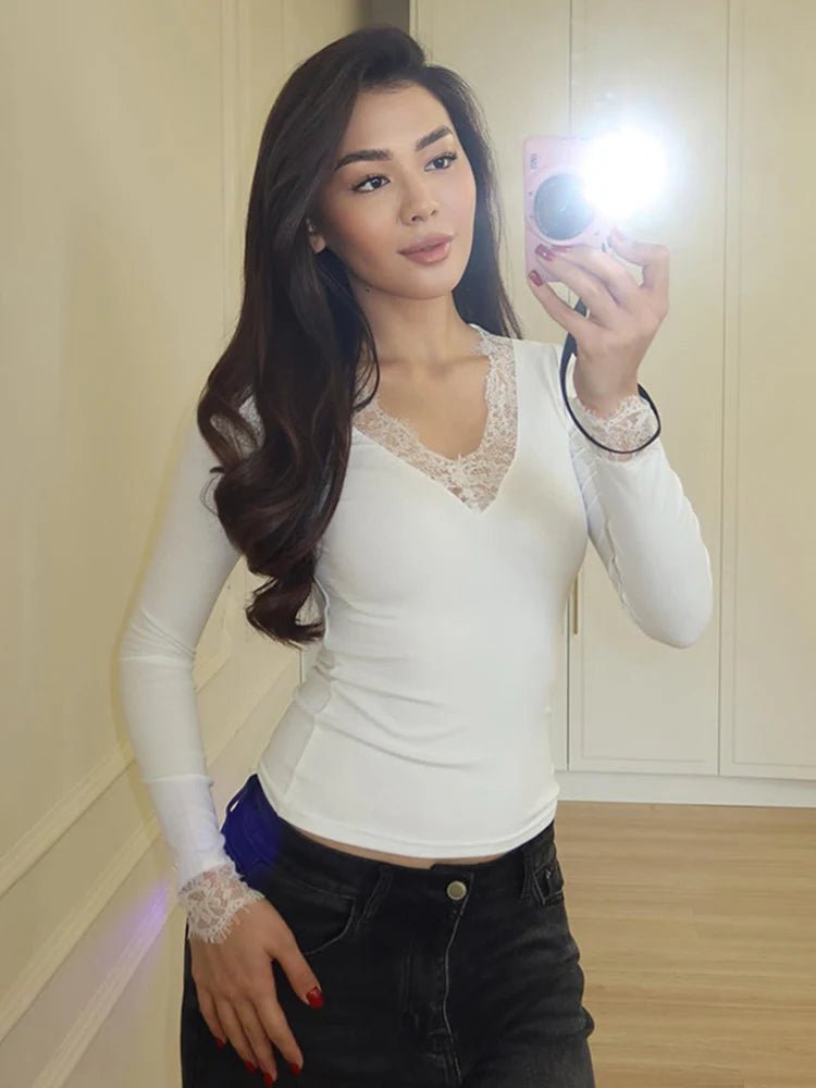 Miriam Lace V-Neck Casual Top