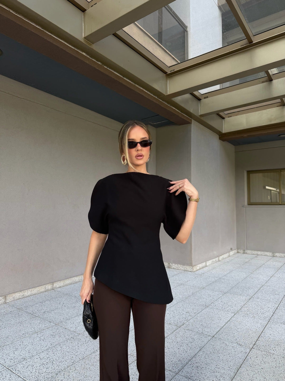 Sienna Tricot Balloon Sleeve Top