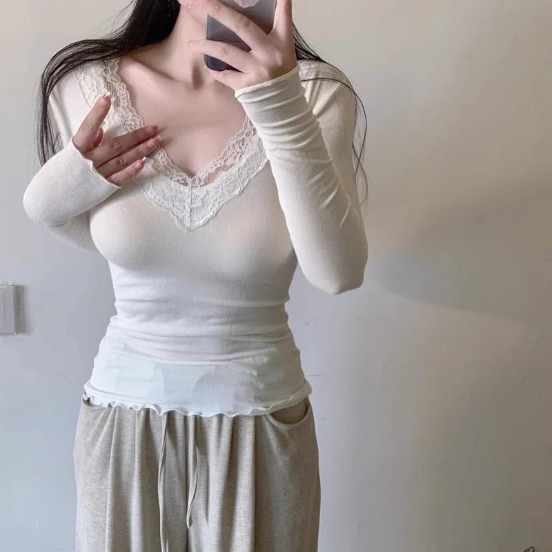 Aurora V-Neck Lace Top