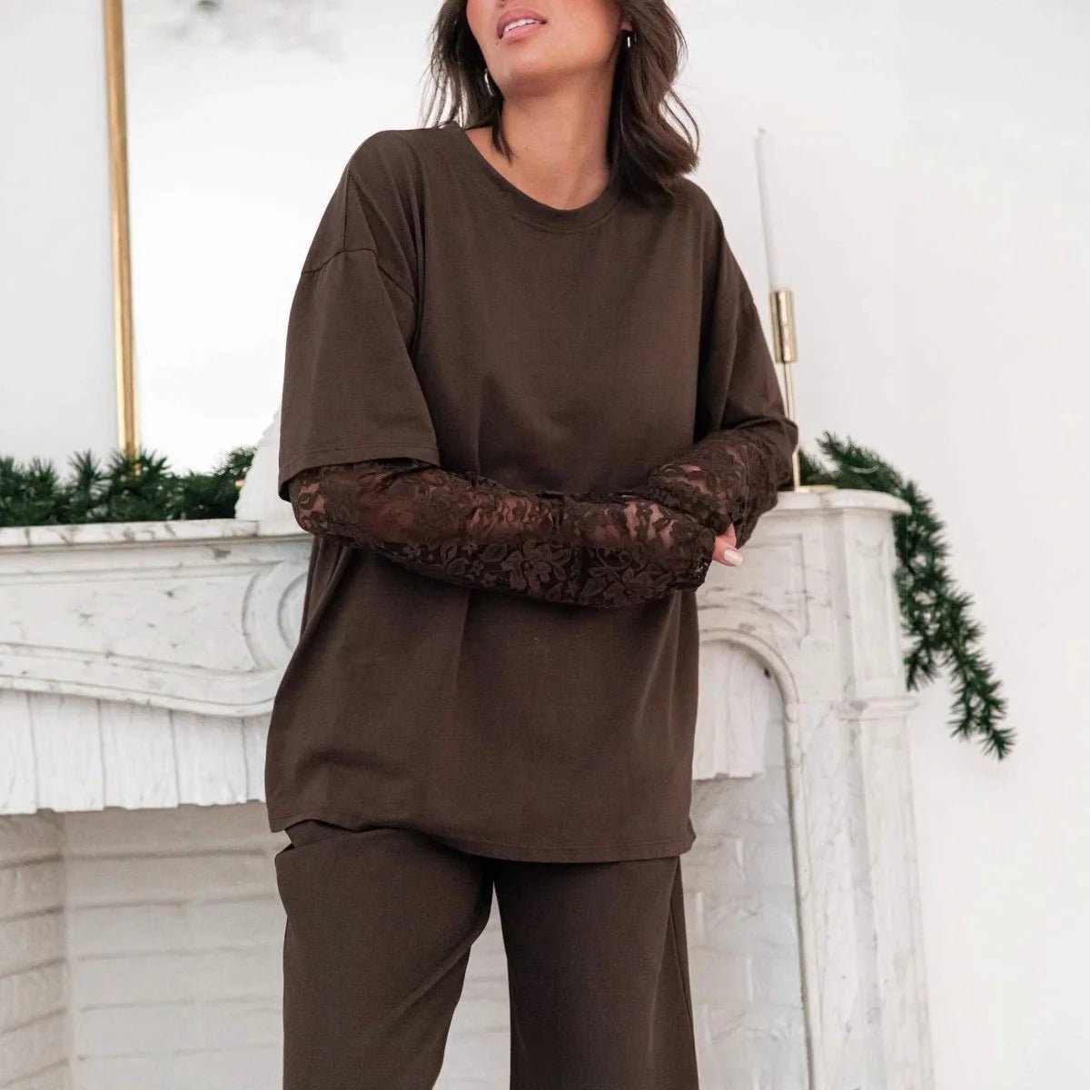 Adaora Lace Splice Long Sleeve Tee