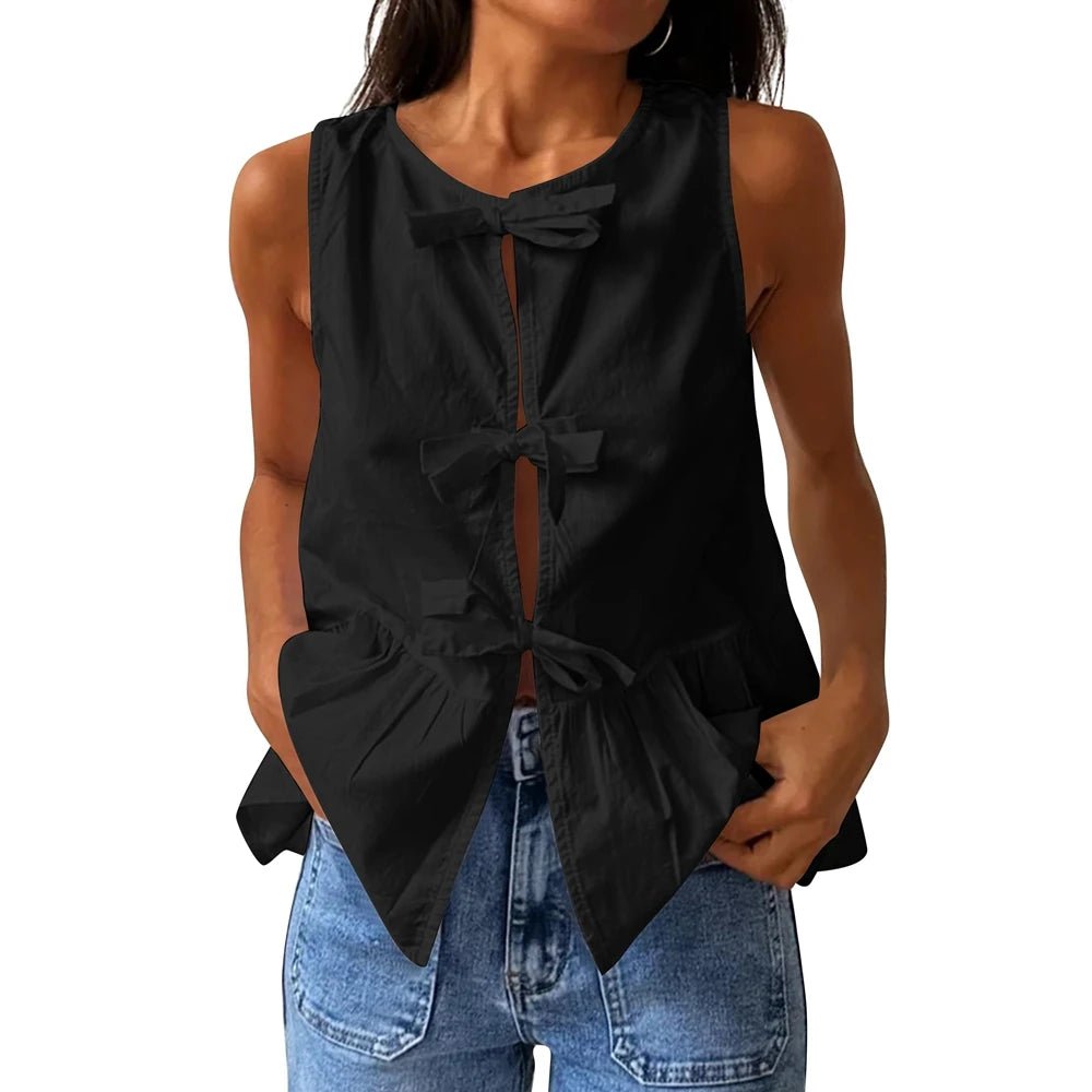 Bianca Bow-Tie Peplum Tank Top