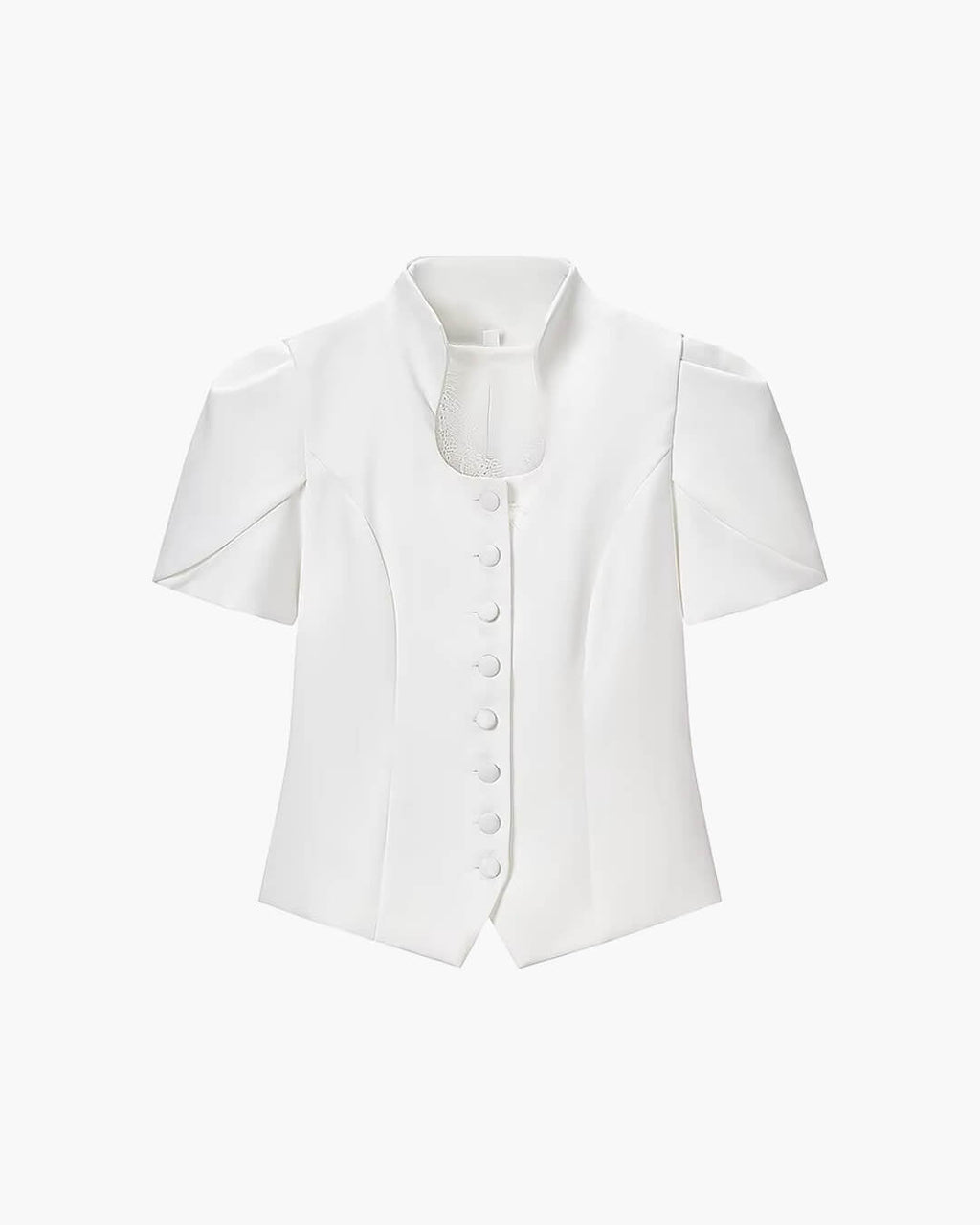 Gloria Button Front Stand Collar Top