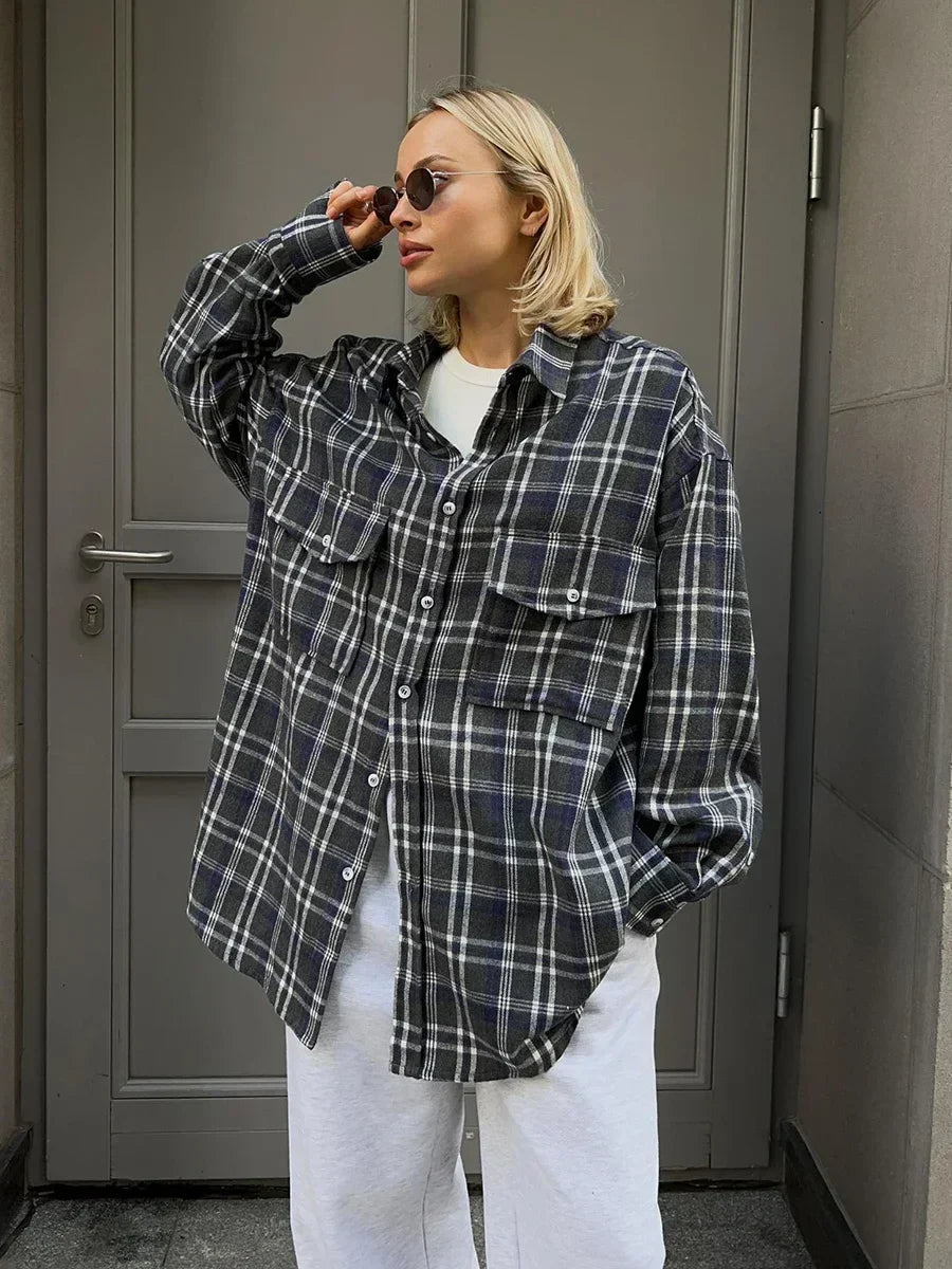 Emma Loose Checked Blouse