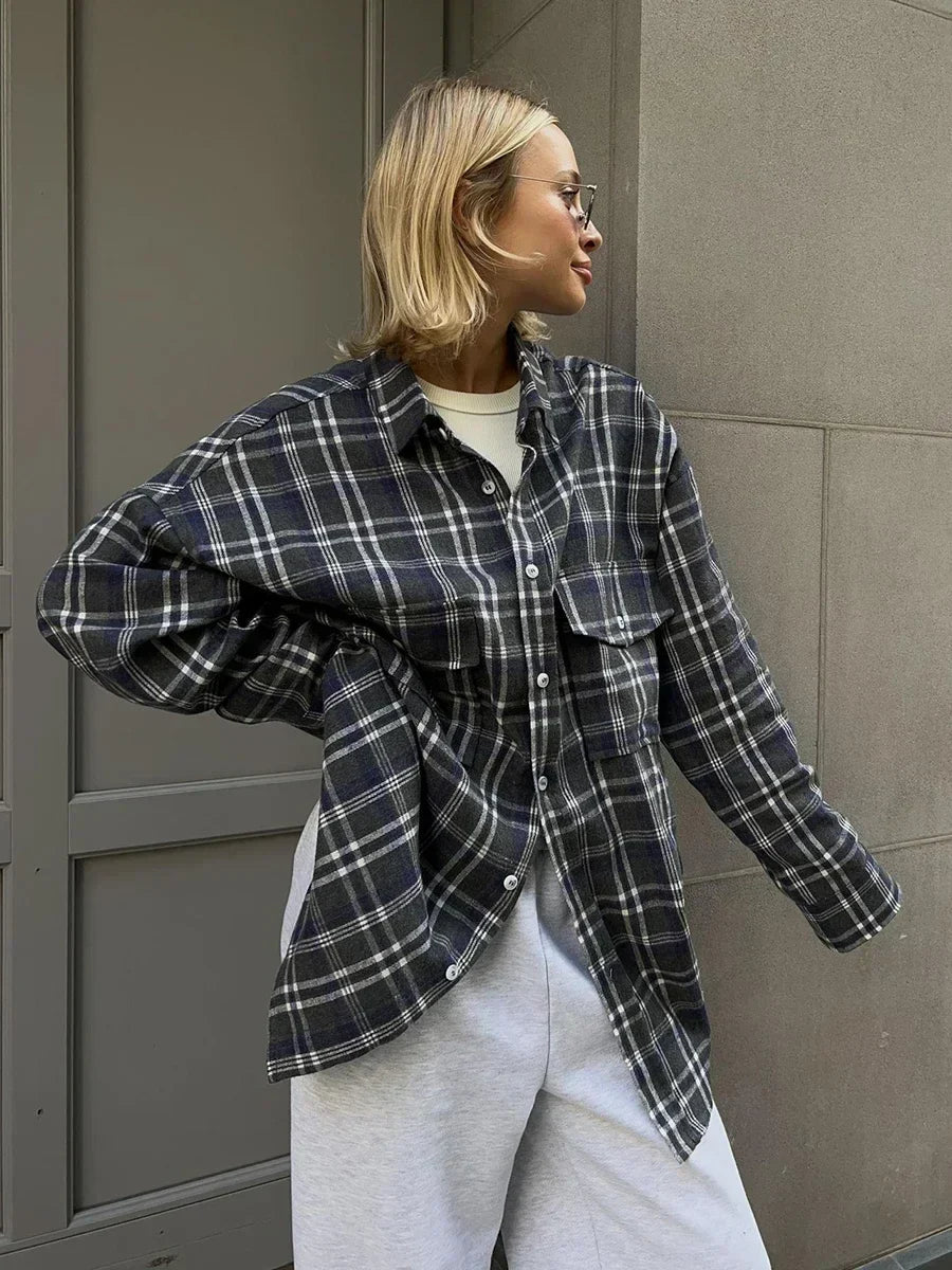 Emma Loose Checked Blouse