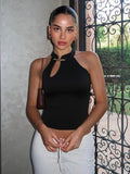 Gerda Cut-Out Halter Neck Crop Top