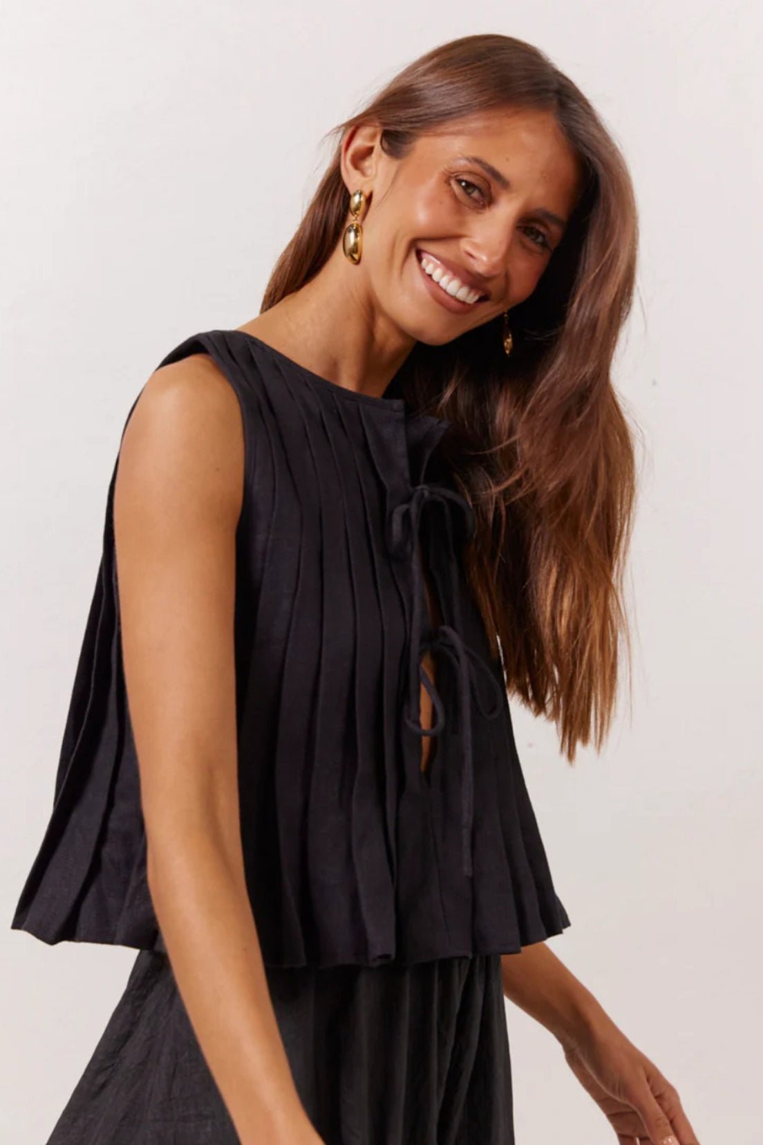 Honora Ruffle Hem Tie-Front Top