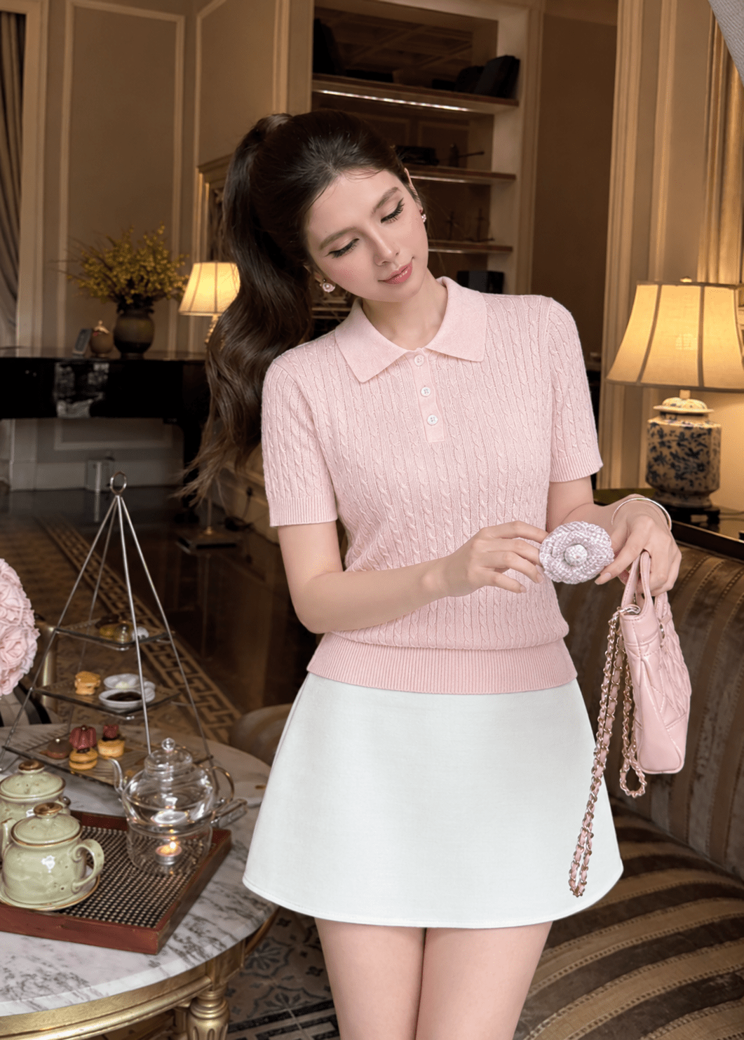 Jacey Knitted Polo Top