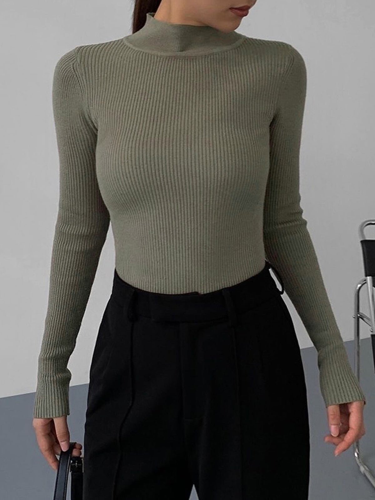 Jessa Rib Knit Long Sleeve Shirt