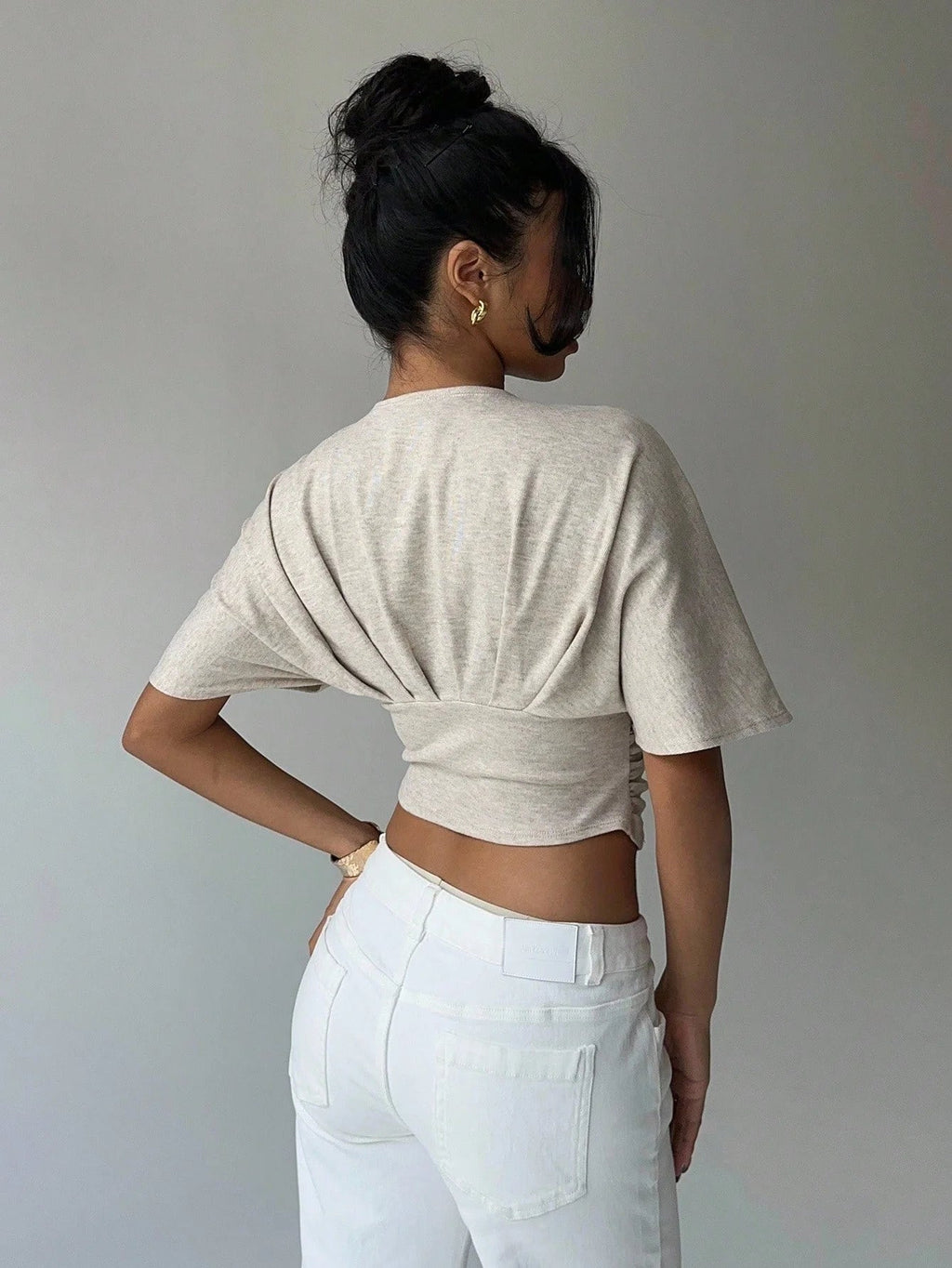 Kendra Plunged Neck Fitted Blouse