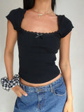 Liberty Lace Trim Crop Top