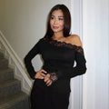 Lizzy Slant Shoulder Lace Long Sleeve Top