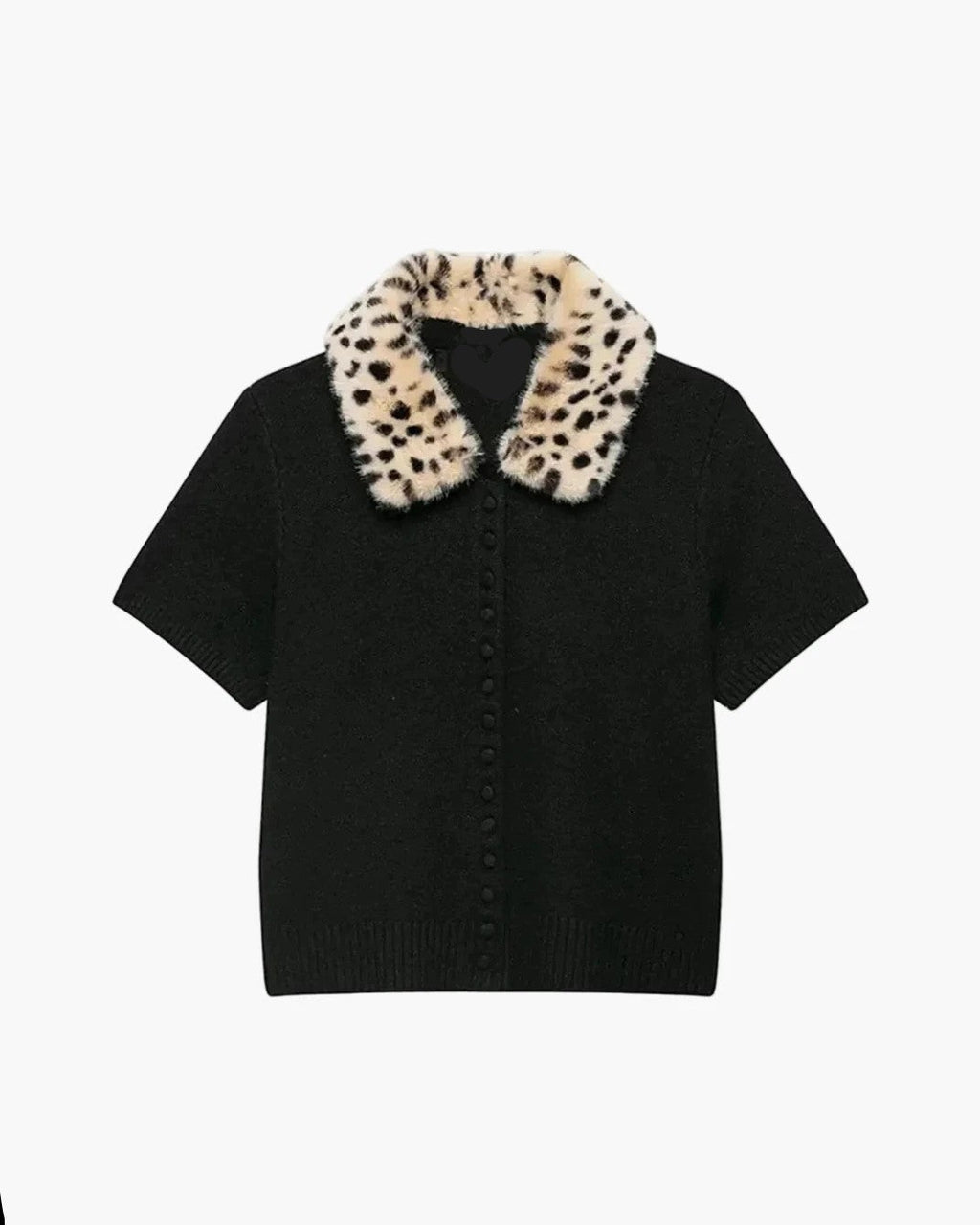 Maria Faux Fur Bambi Collar Knit Cardigan Top