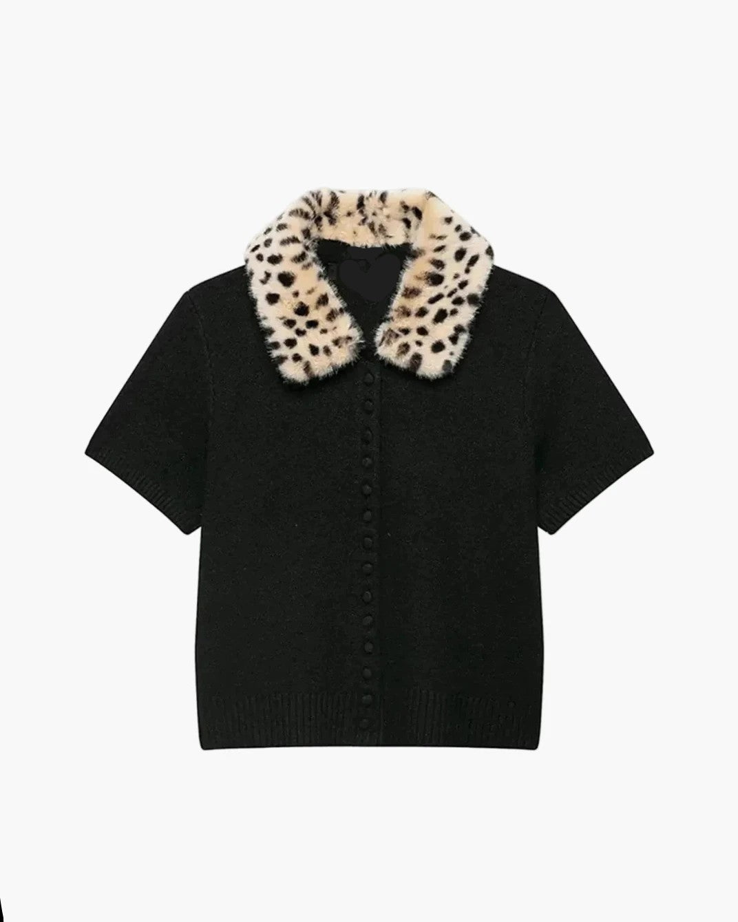 Maria Faux Fur Bambi Collar Knit Cardigan Top