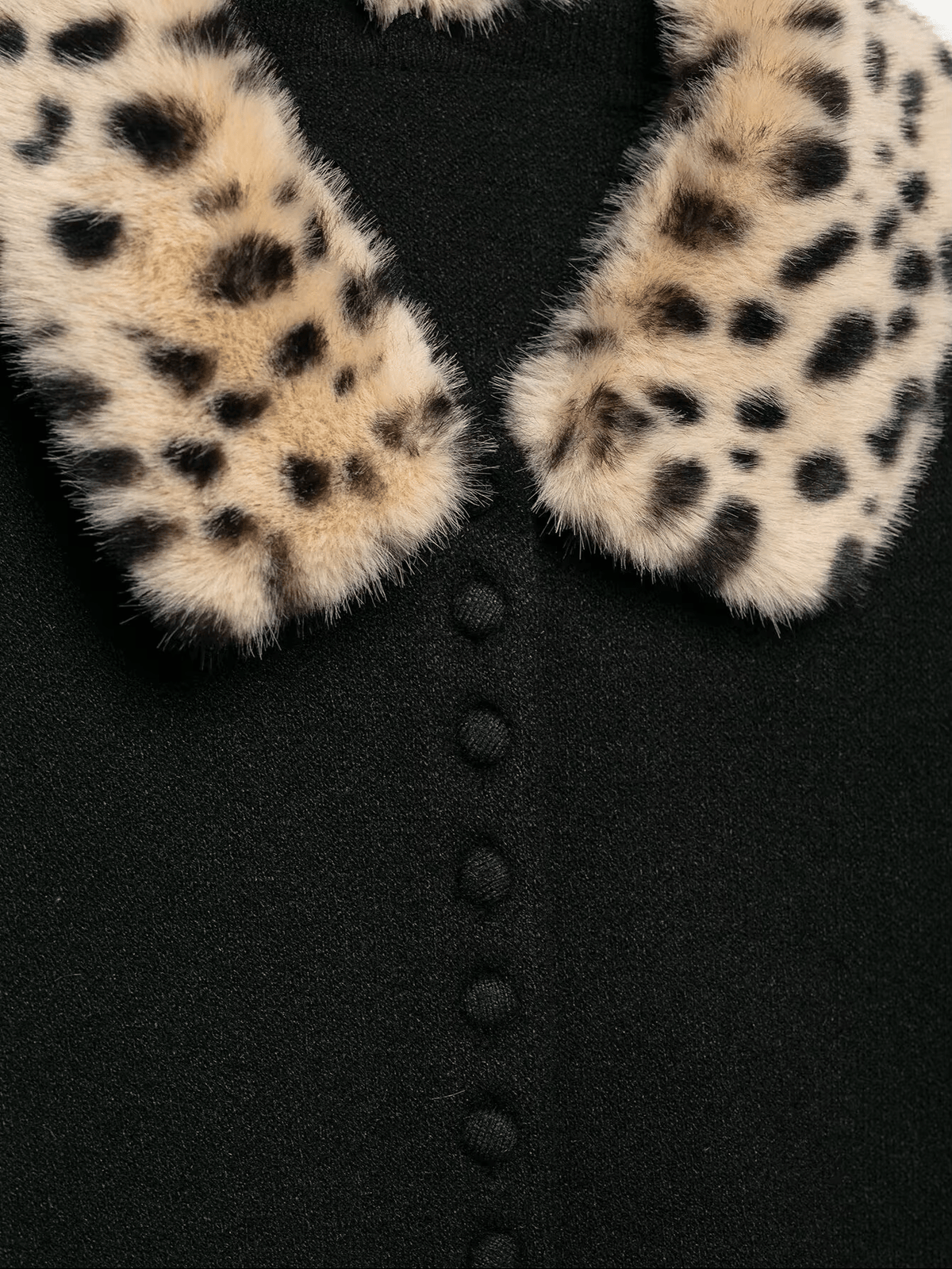 Maria Faux Fur Bambi Collar Knit Cardigan Top