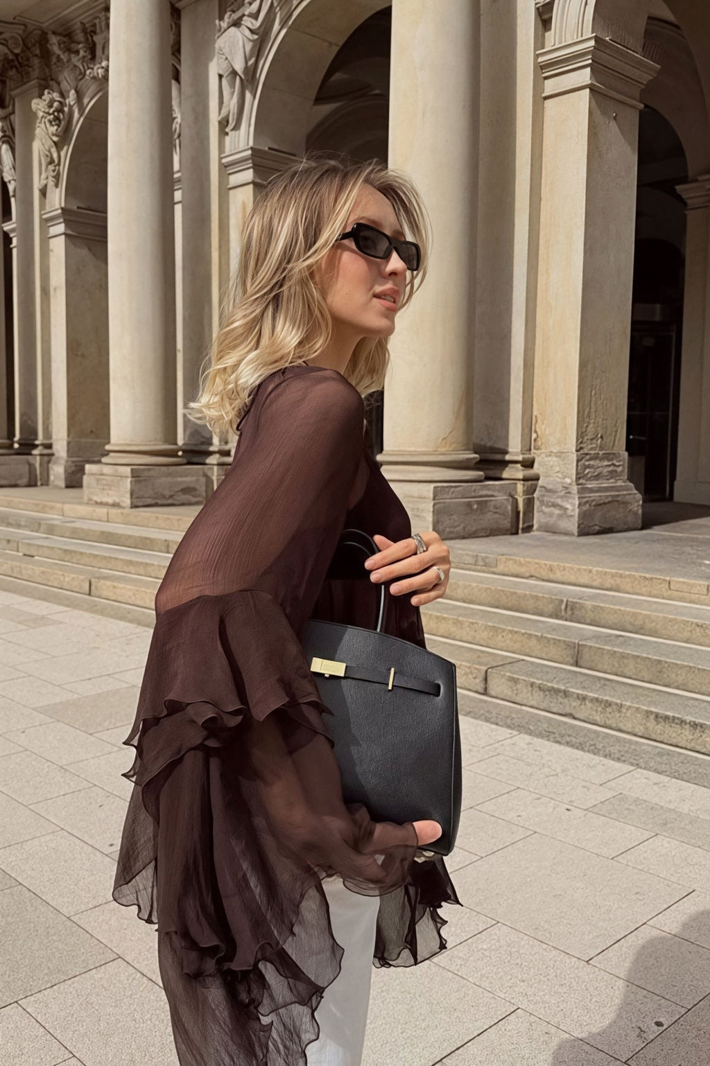 Greta Ruffled Bell Sleeves Chiffon Blouse