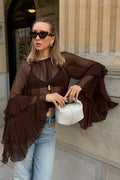 Greta Ruffled Bell Sleeves Chiffon Blouse